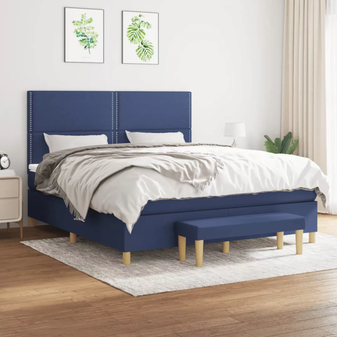 Vidaxl Boxspringbett Mit Matratze Blau 160x200 Cm Stoff günstig online kaufen