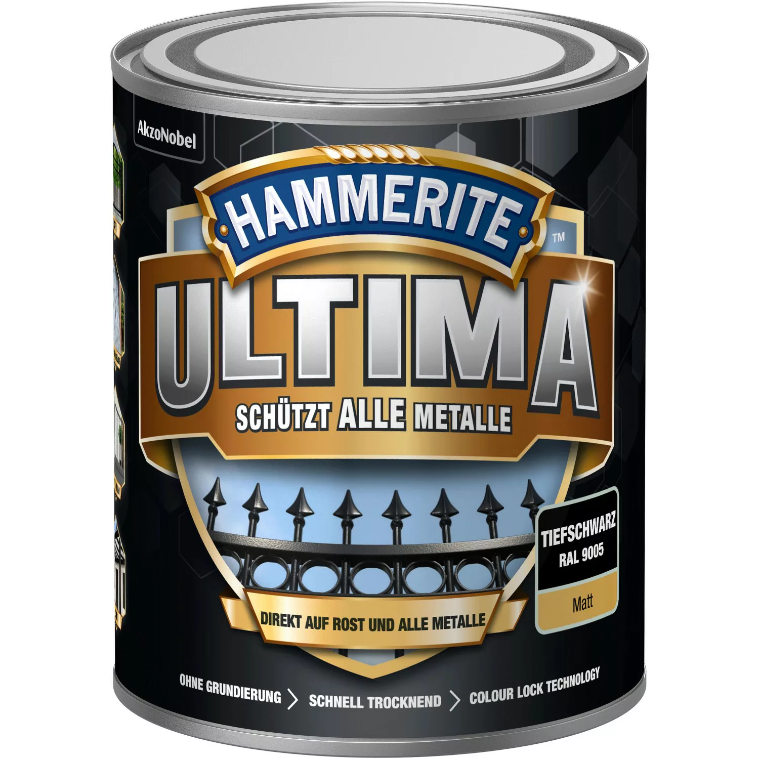 Hammerite Ultima Premium Metall-Schutzlack matt Tiefschwarz 750 ml günstig online kaufen