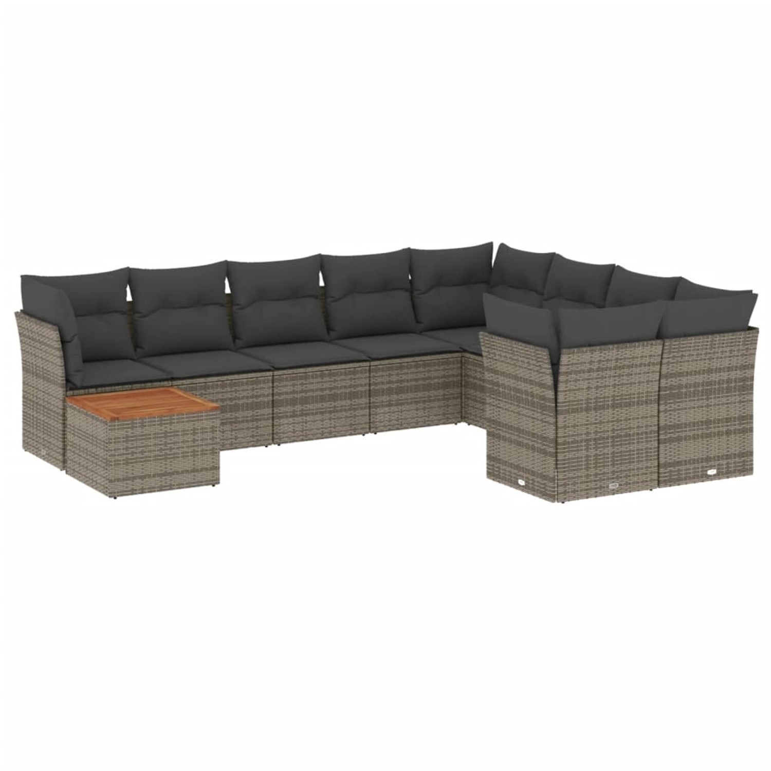 vidaXL 10-tlg Garten-Sofagarnitur mit Kissen Grau Poly Rattan Modell 54 günstig online kaufen