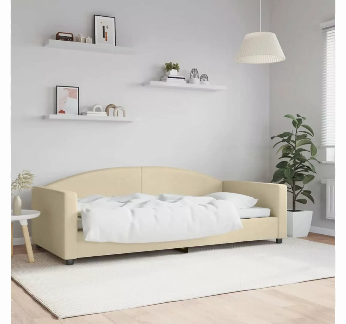 vidaXL Gästebett Tagesbett Creme 90x200 cm Stoff Gästebett Gästecouch Gäste günstig online kaufen