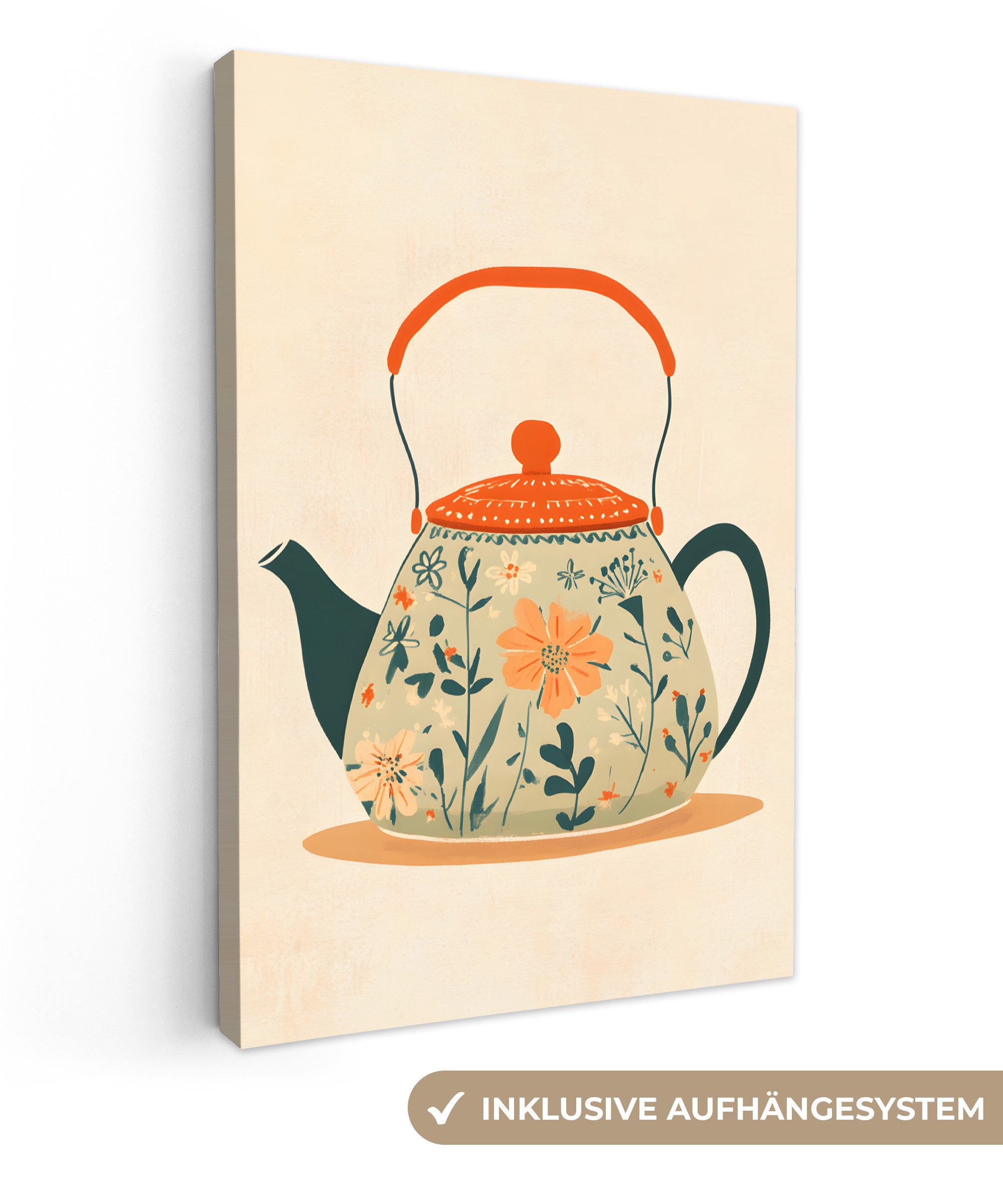 OneMillionCanvasses® Leinwandbild Orange - Teekanne - günstig online kaufen