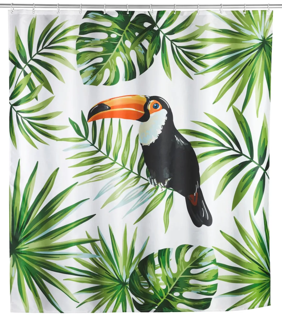 WENKO Duschvorhang Tucan, Textil (Polyester), 180 x 200 cm, waschbar mehrfa günstig online kaufen