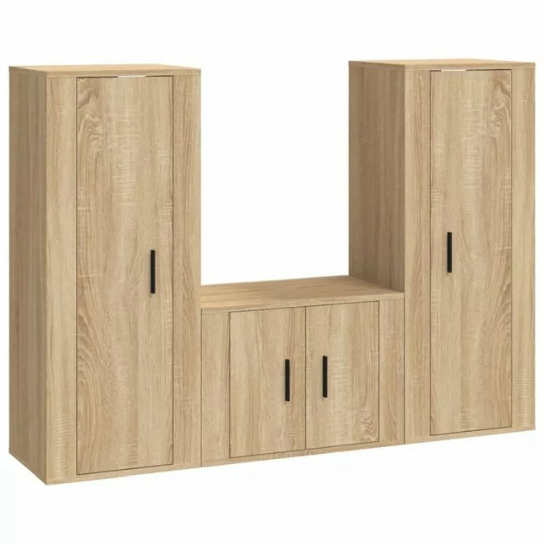 furnicato TV-Schrank 3-tlg. TV-Schrank-Set Sonoma-Eiche Holzwerkstoff (3-St günstig online kaufen