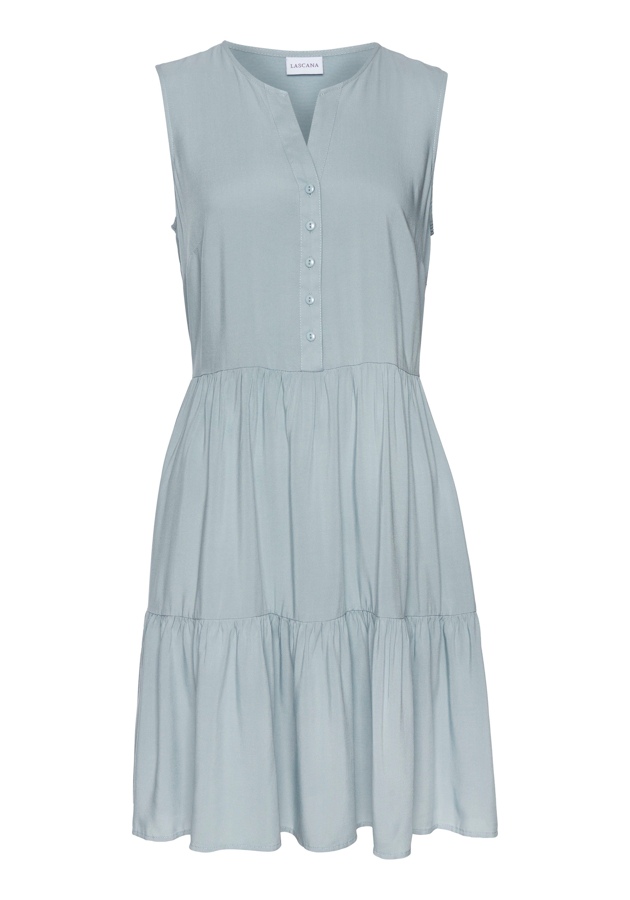 LASCANA Sommerkleid, aus gewebter Viskose, Strandkleid mit Volants, Basic günstig online kaufen