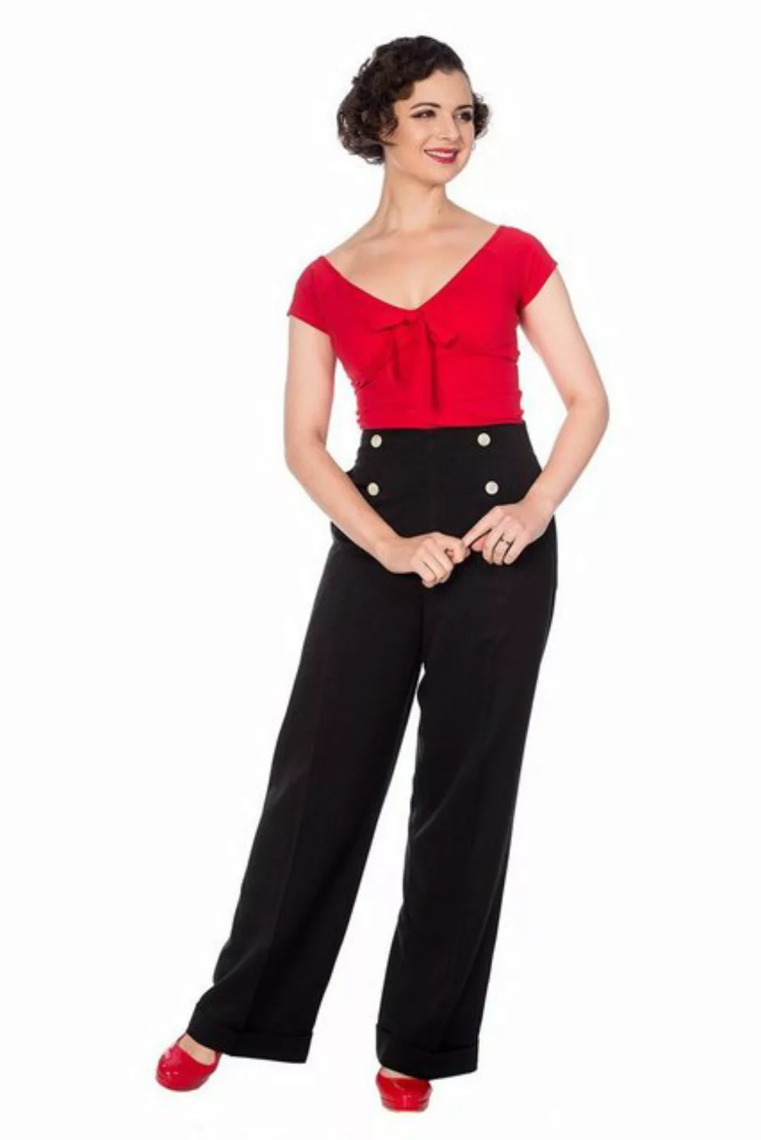 Banned Marlene-Hose Retro Adventures Ahead Schwarz Vintage Trousers 40er Ja günstig online kaufen