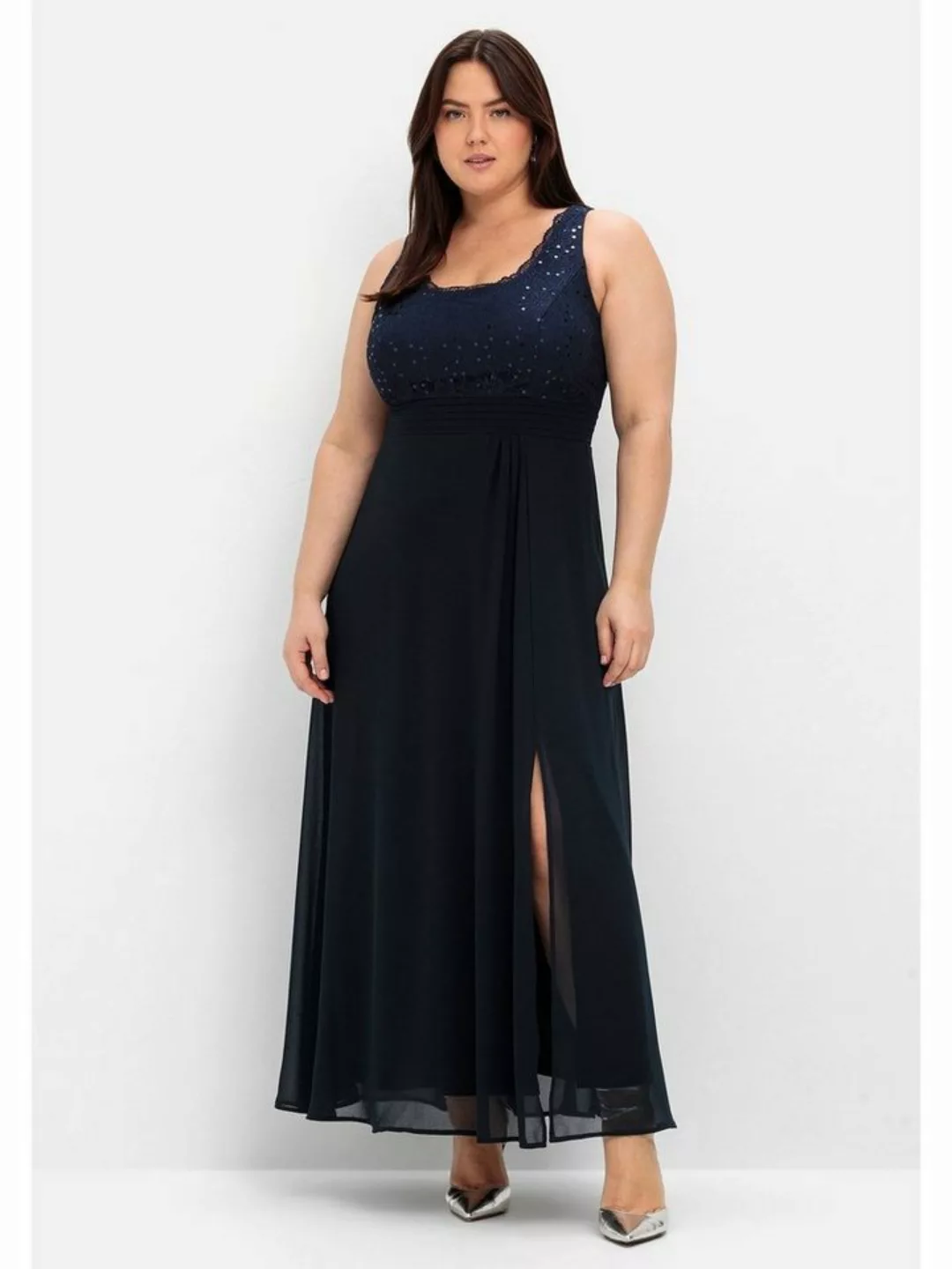 Sheego Abendkleid "Große Größen", mit floraler Spitze günstig online kaufen