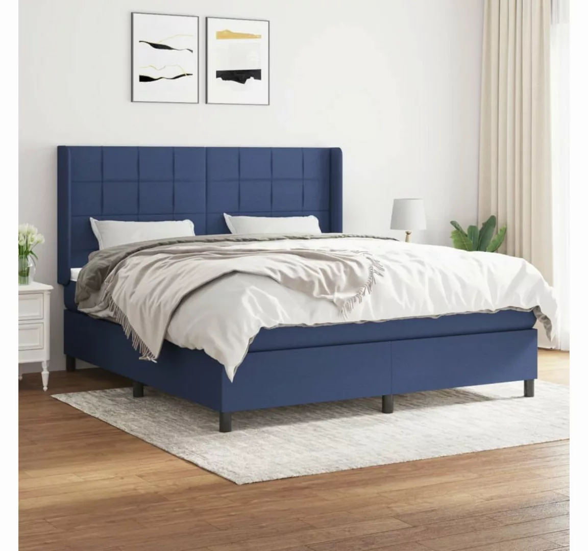 vidaXL Boxspringbett Boxspringbett mit Matratze Blau 180x200 cm Stoff Bett günstig online kaufen