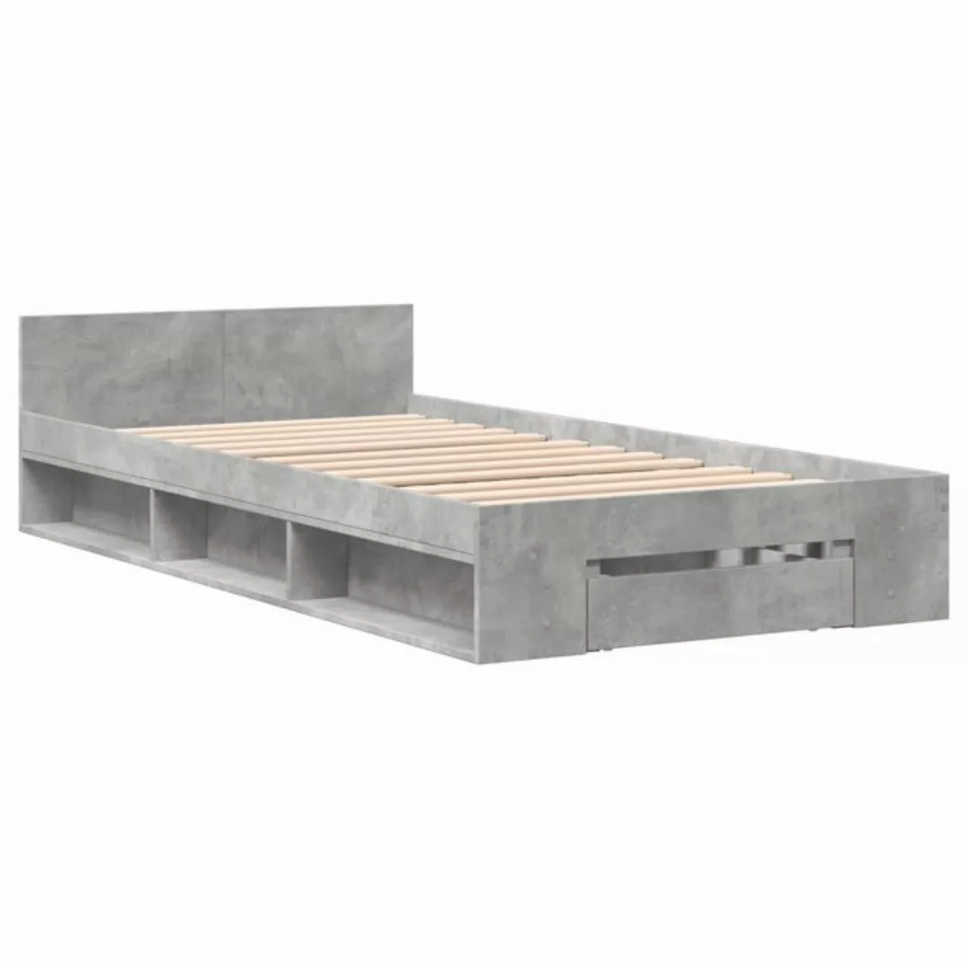 vidaXL Bett Bettgestell mit Schublade Betongrau 75x190 cm Holzwerkstoff günstig online kaufen