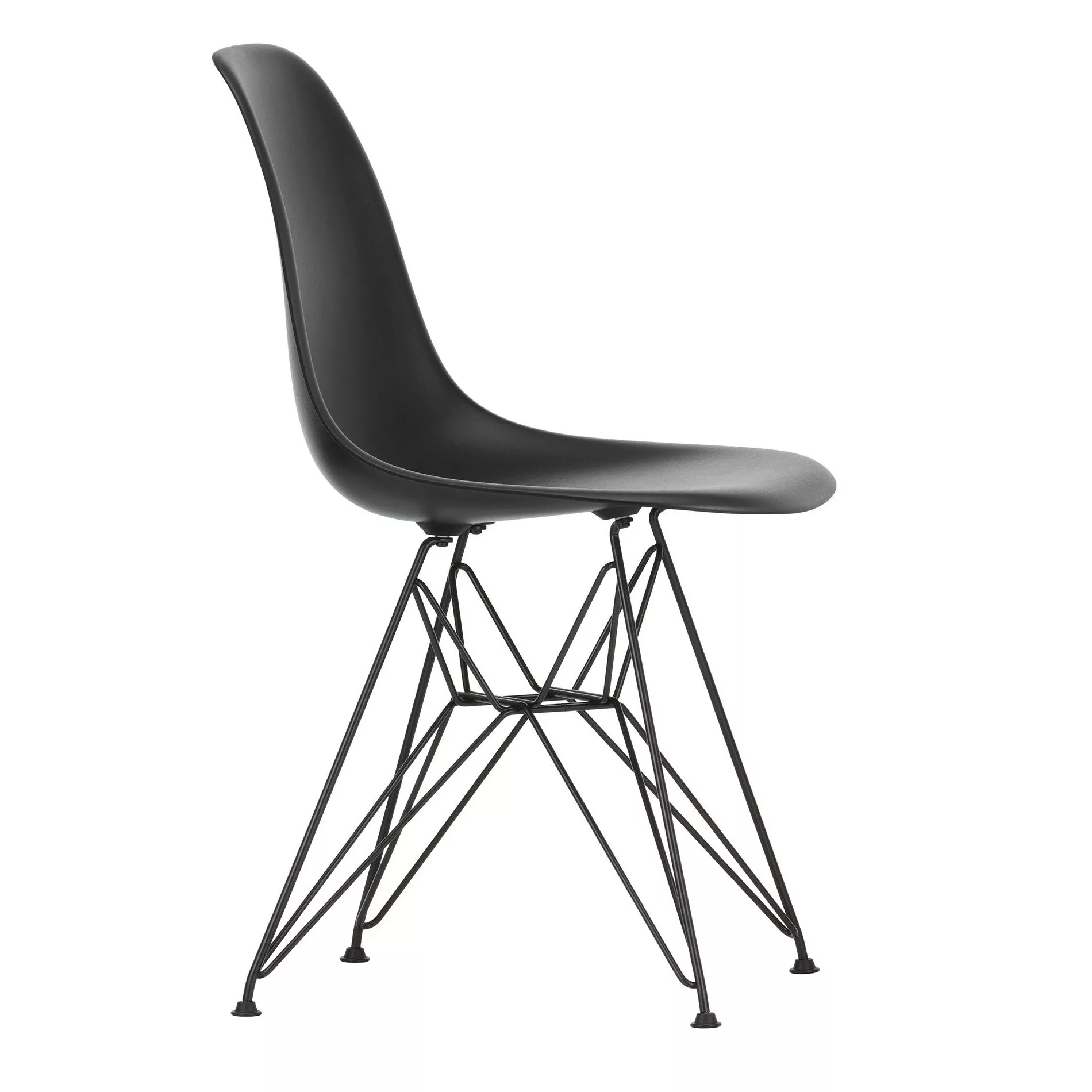 Vitra - Eames Plastic Side Chair DSR Gestell schwarz - tiefschwarz/Sitz Pol günstig online kaufen