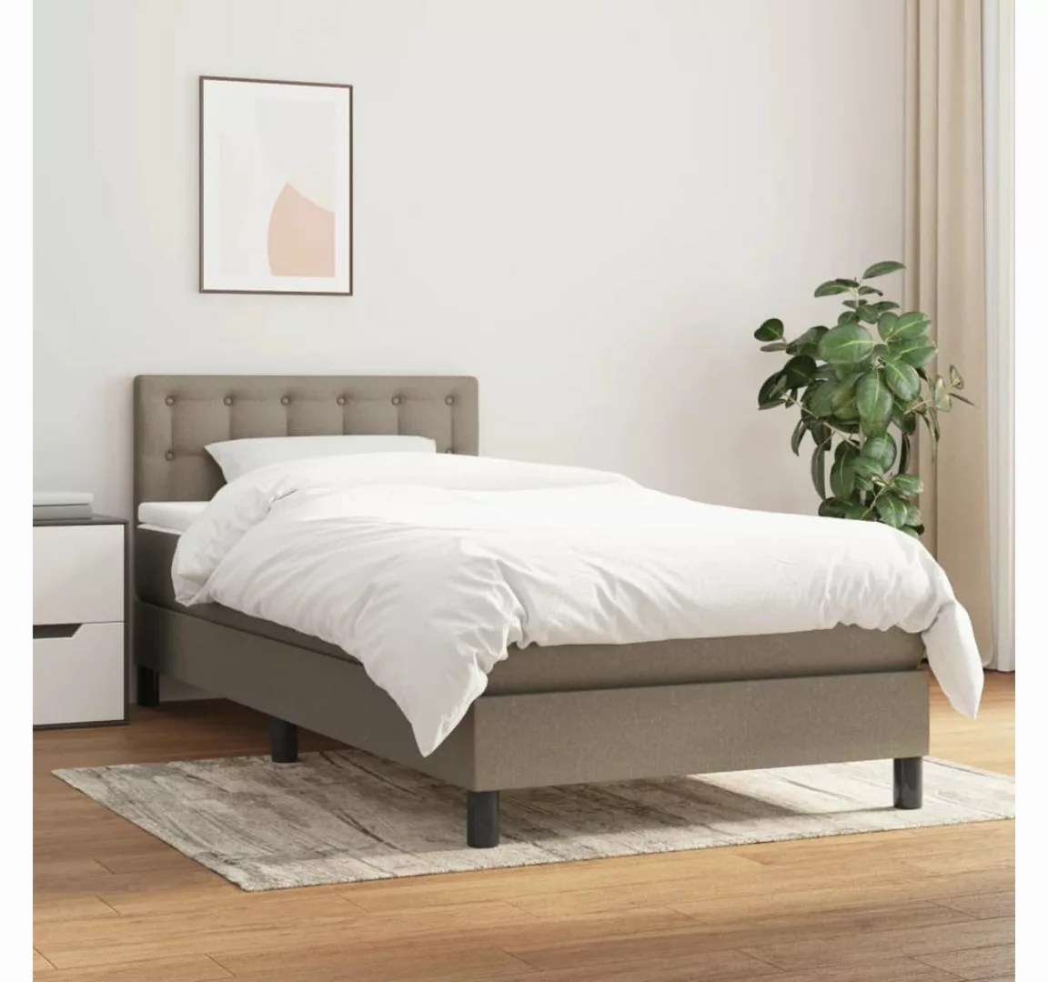 vidaXL Boxspringbett Boxspringbett mit Matratze Taupe 100x200 cm Stoff Bett günstig online kaufen