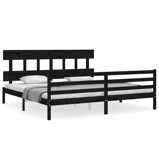 vidaXL Bett Massivholzbett mit Kopfteil Schwarz 200x200 cm günstig online kaufen