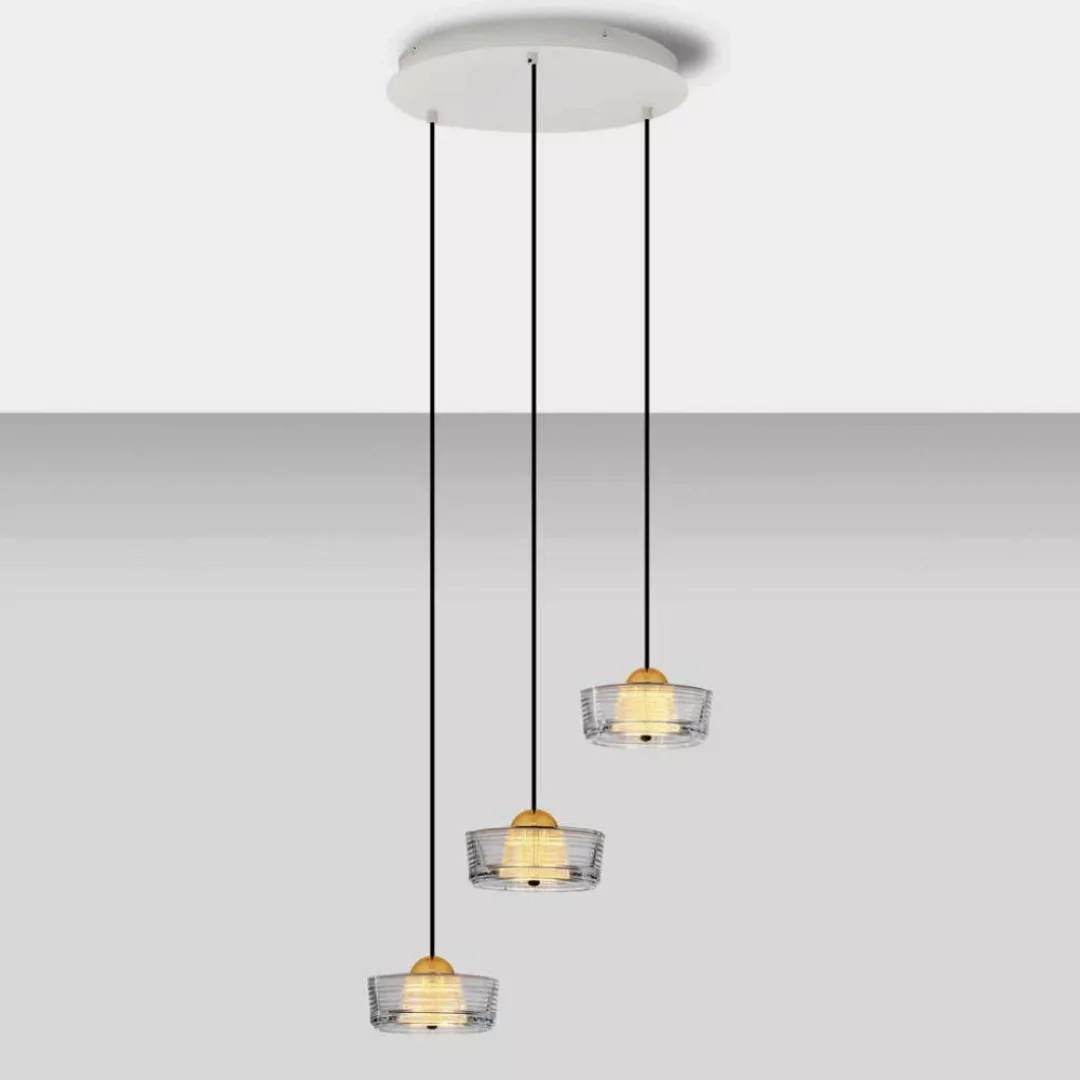 LED Pendelleuchte Keros in Transparent und Gold 3x 6W 1150,98lm günstig online kaufen