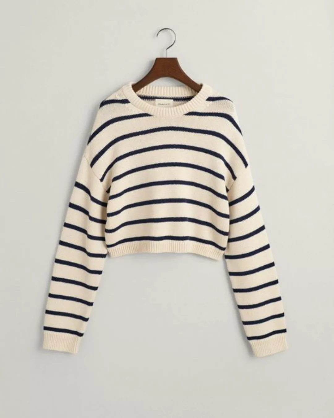 Gant Sweatshirt STRIPED C-NECK, CREAM günstig online kaufen