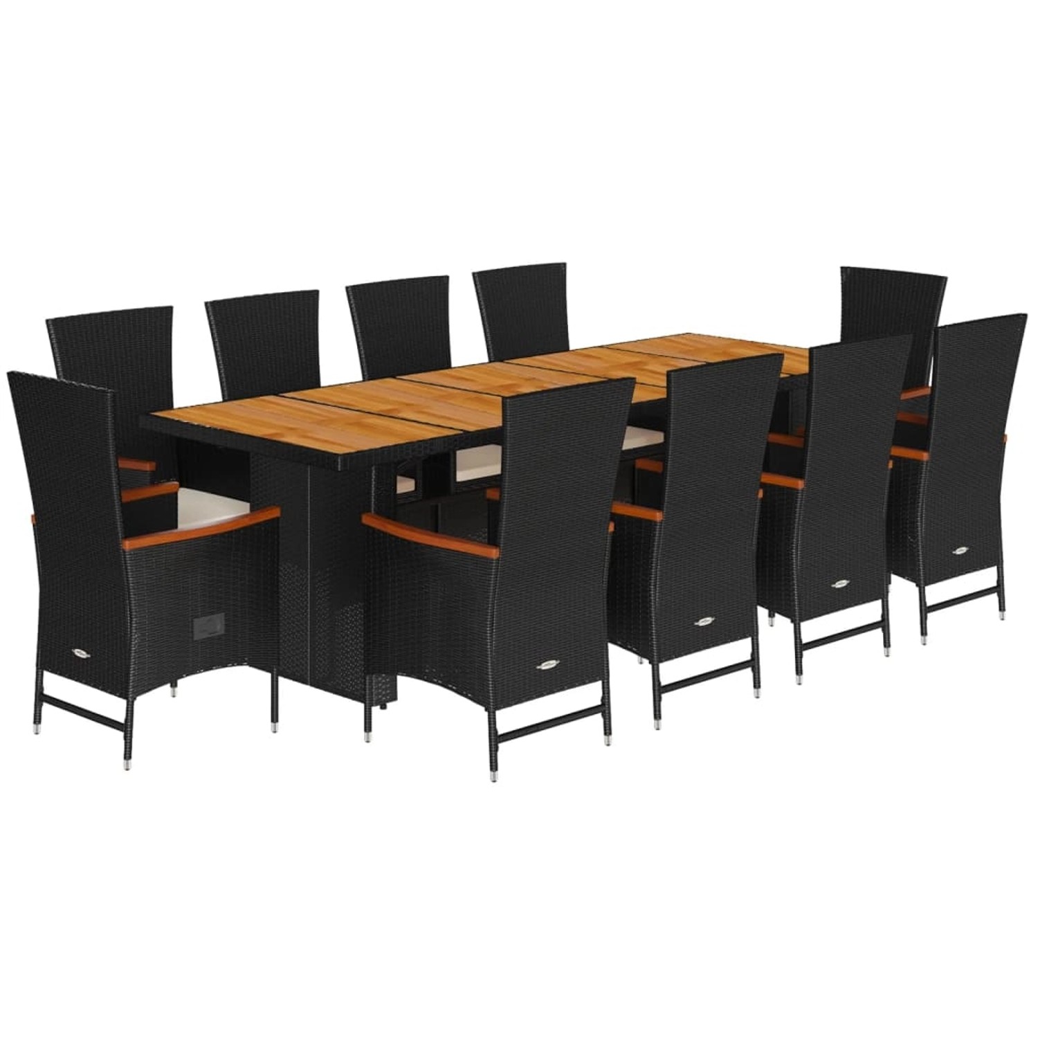 vidaXL 11-Tlg Garten-Essgruppe mit Kissen Schwarz Poly Rattan 3277525 günstig online kaufen