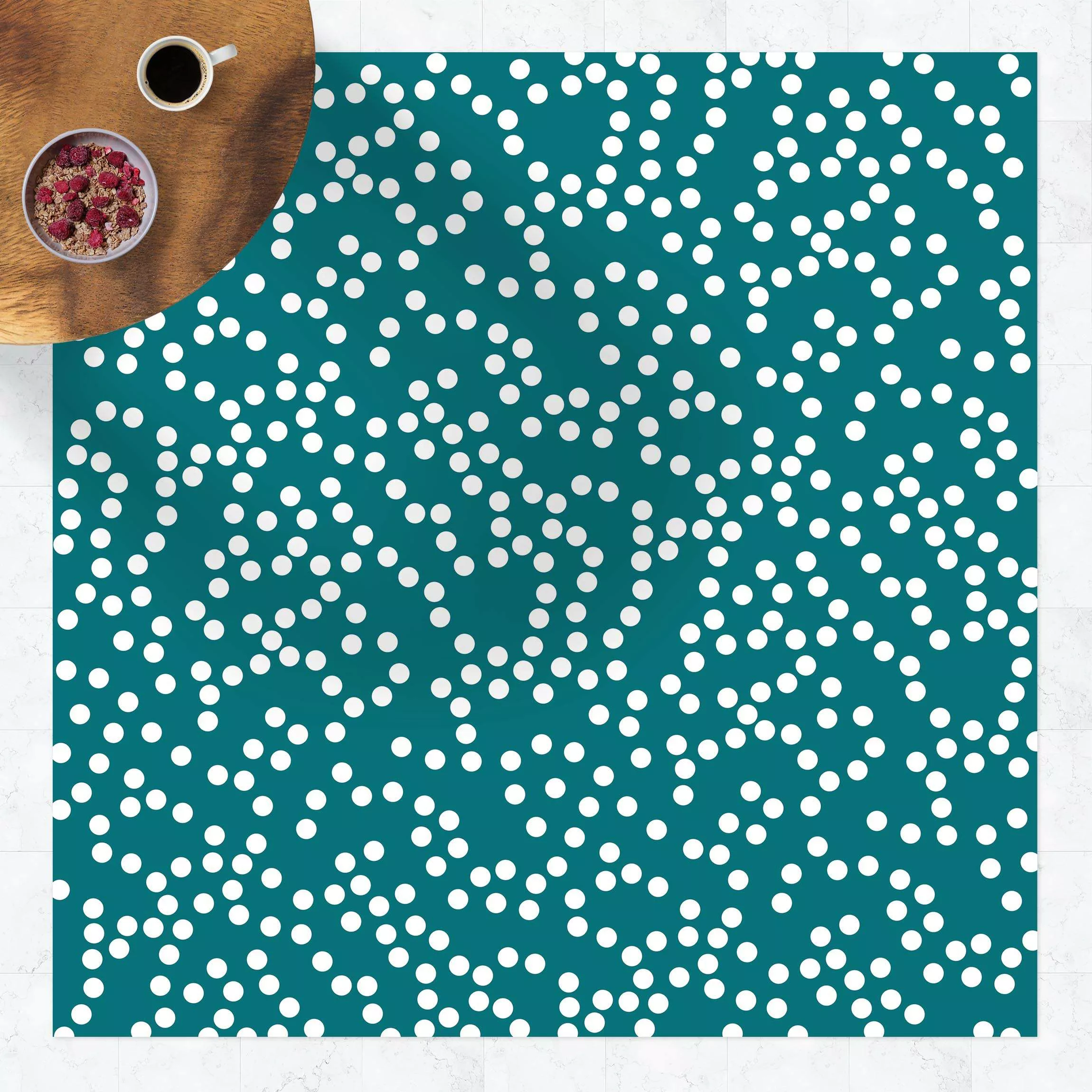 Vinyl-Teppich Aborigine Punktmuster Blaugrün günstig online kaufen