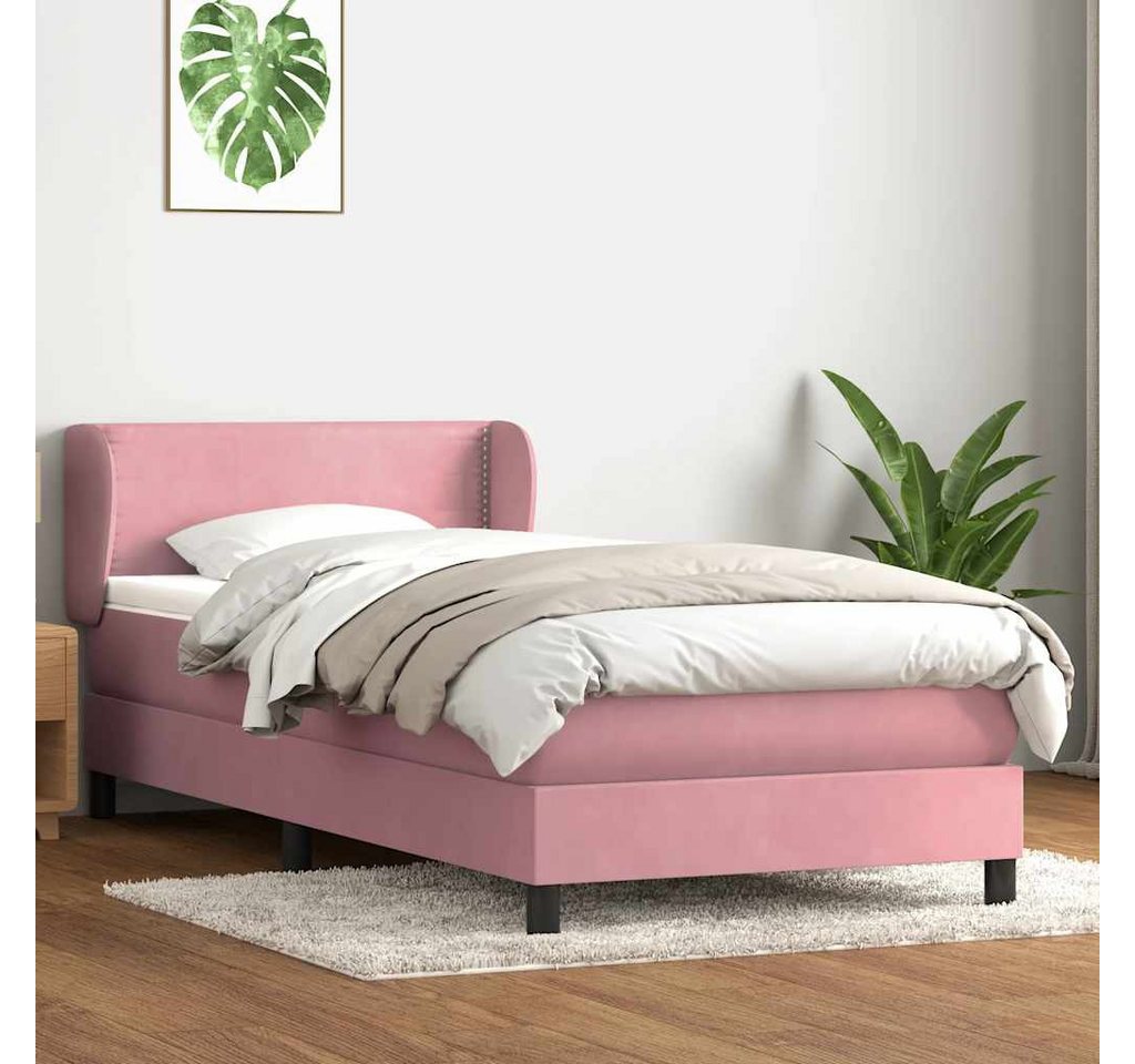 vidaXL Boxspringbett, Boxspringbett mit Matratze Rosa 90x220 cm Samt günstig online kaufen