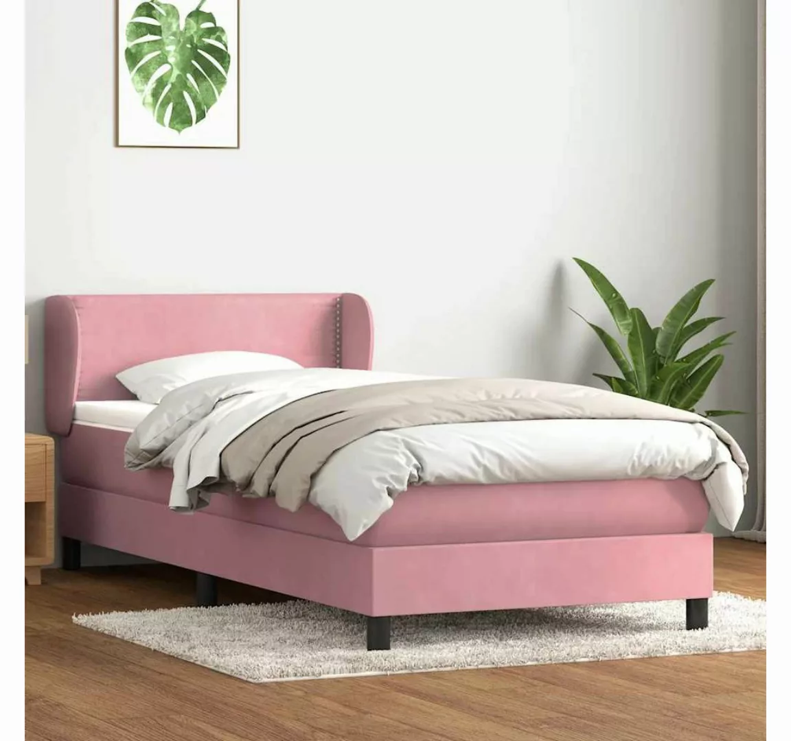 vidaXL Boxspringbett, Boxspringbett mit Matratze Rosa 80x220 cm Samt günstig online kaufen