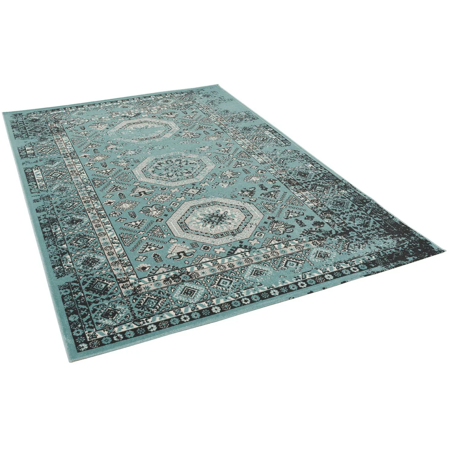 Pergamon Designer Teppich Pop-Vintage Orient Modern Petrol 80x150cm günstig online kaufen