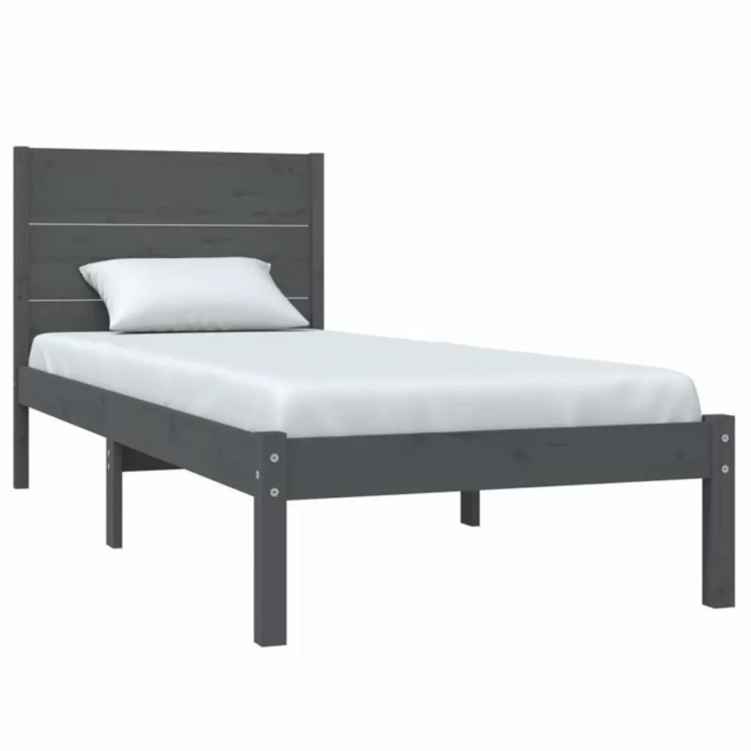 vidaXL Bett Massivholzbett Grau Kiefer 90x200 cm günstig online kaufen