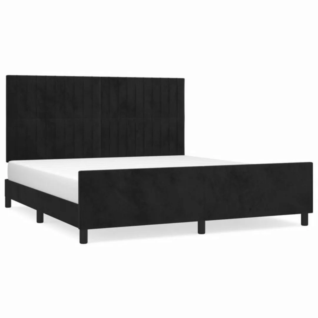 vidaXL Bettgestell Bettrahmen mit Kopfteil Schwarz 180x200 cm Samt Bett Bet günstig online kaufen