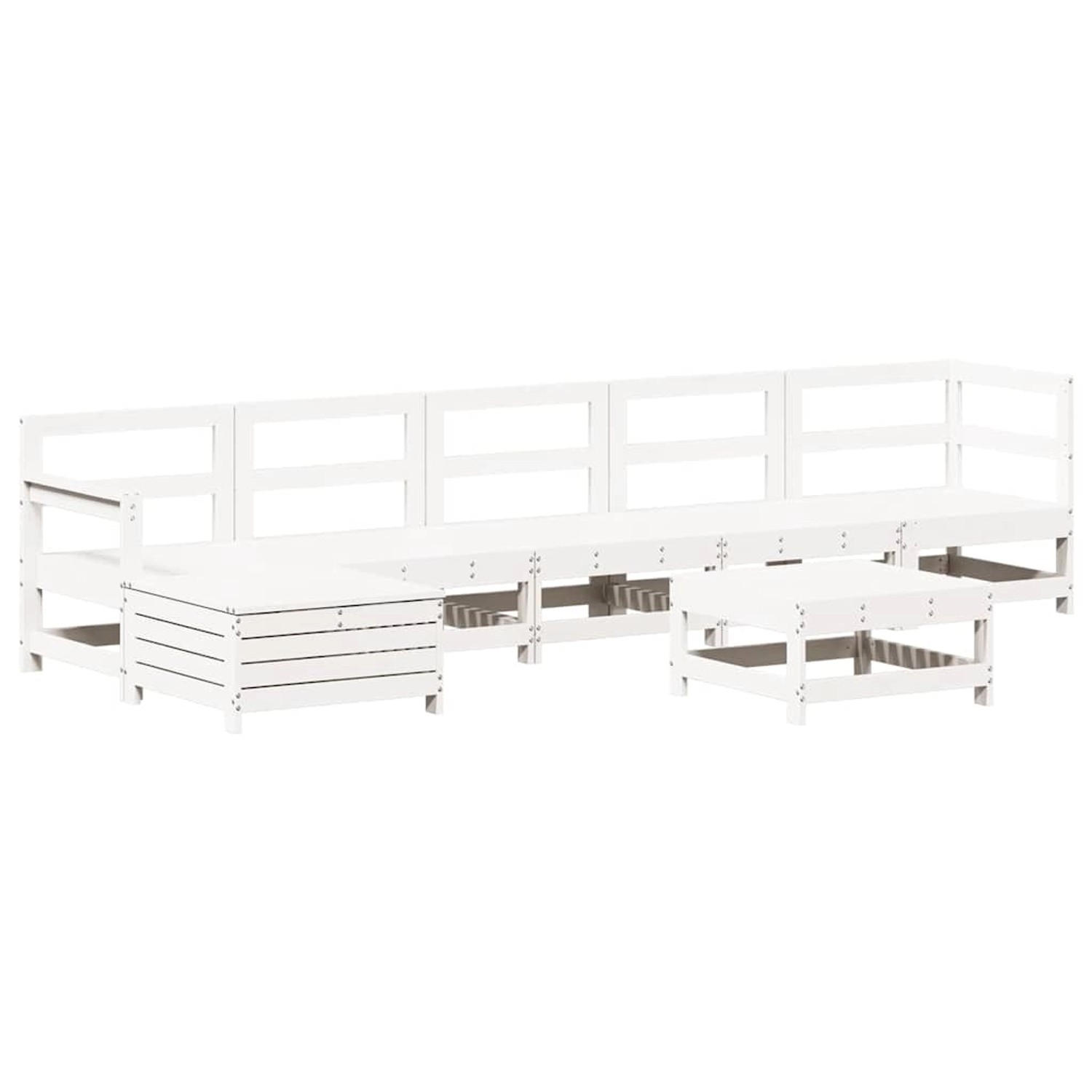 vidaXL 7-Tlg Garten-Lounge-Set Weiß Massivholz Kiefer 3250617 günstig online kaufen