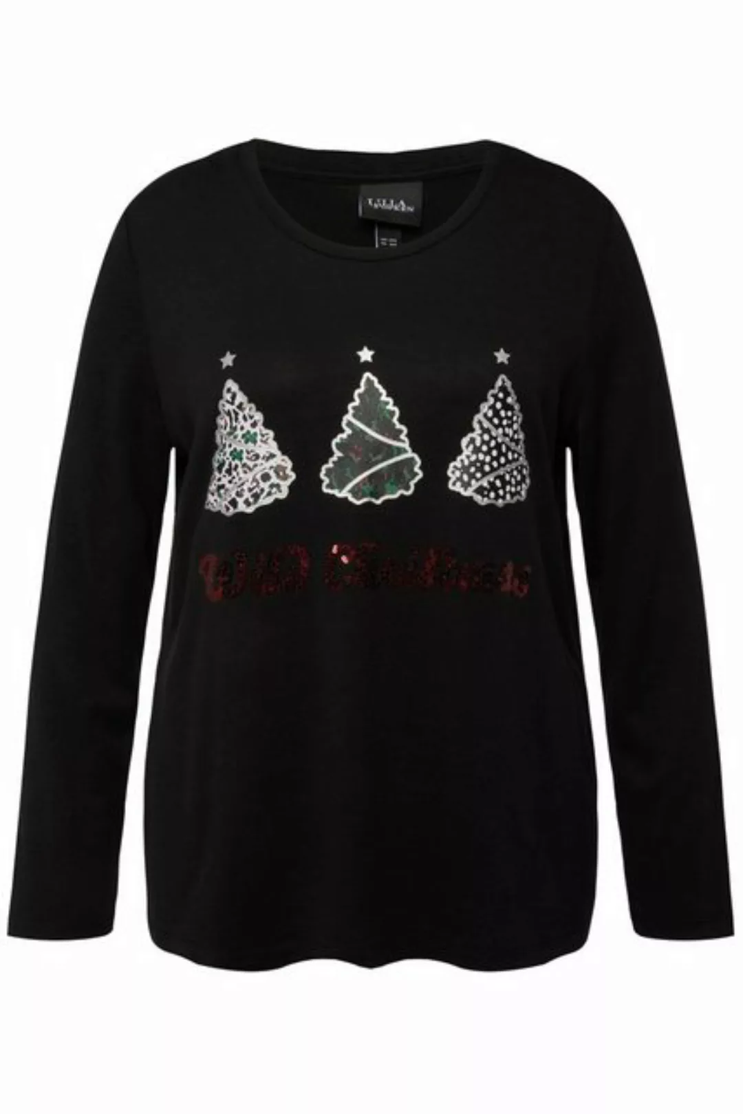 Ulla Popken Sweatshirt Sweatshirt Wild Christmas Pailletten Rundhals günstig online kaufen