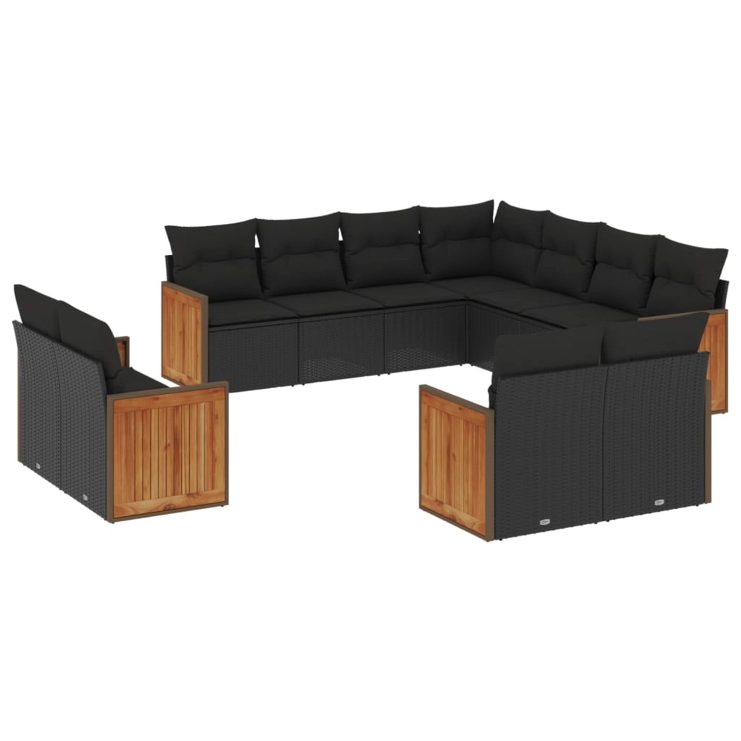 vidaXL 11-Tlg Garten-Sofagarnitur mit Kissen Schwarz Poly Rattan 3260578 günstig online kaufen