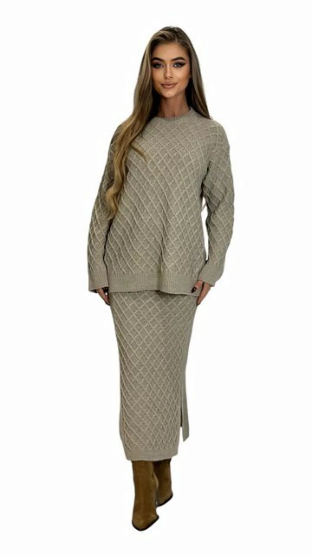 Mississhop Strickkleid Strickset Strickanzug Rock Pullover Damen M.394 günstig online kaufen