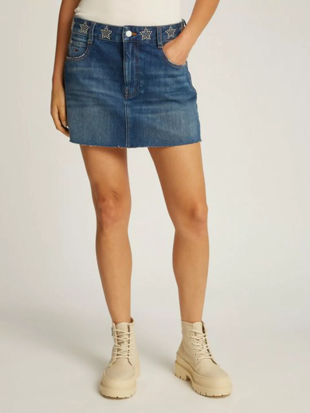 Tommy Jeans Jeansrock STUDDED DENIM MINI SKIRT AI9057 mit Strass-Details günstig online kaufen