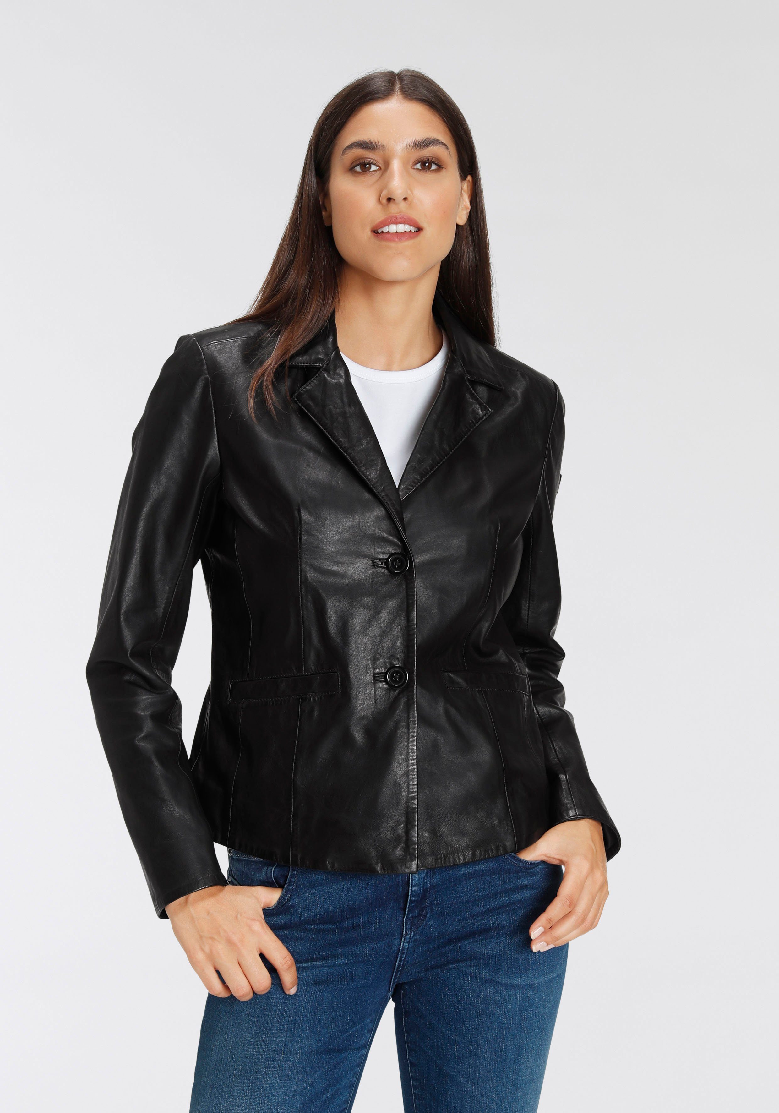 Mauritius Lederjacke Mya im modischem Blazer-Stil günstig online kaufen