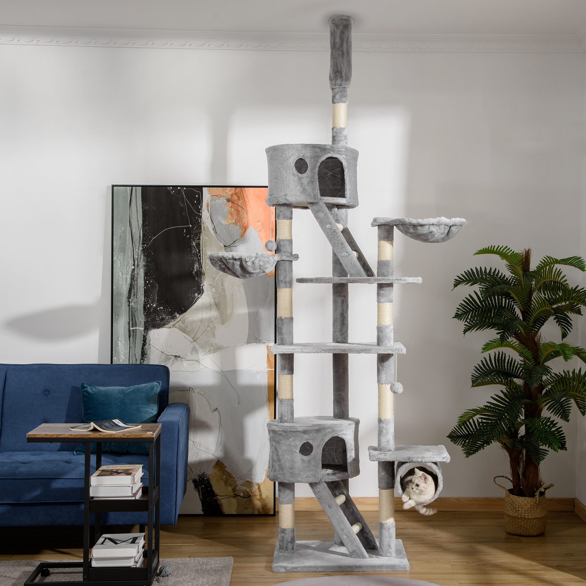 PawHut Kratzbaum Katzenkratzbaum deckenhoch 240-260 cm Sisal Kletterbaum he günstig online kaufen