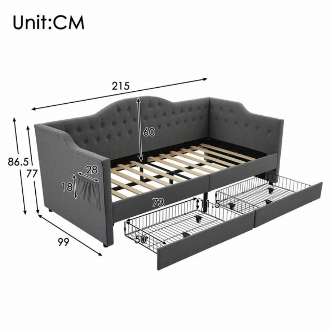 HAUSS SPLOE Daybett 90x200cm Daybett mit USB Type C Ladefunktion, 2 Schubla günstig online kaufen