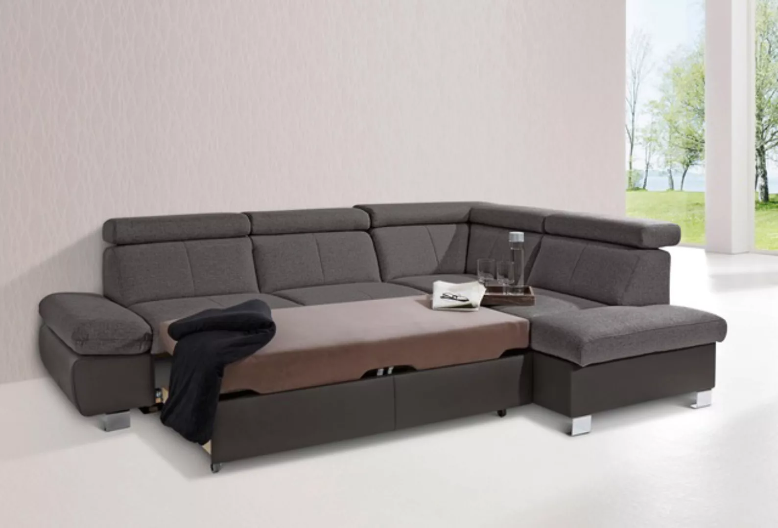 exxpo - sofa fashion Ecksofa »Happy, inkl. Kopf- und Armteilverstellung, L- günstig online kaufen