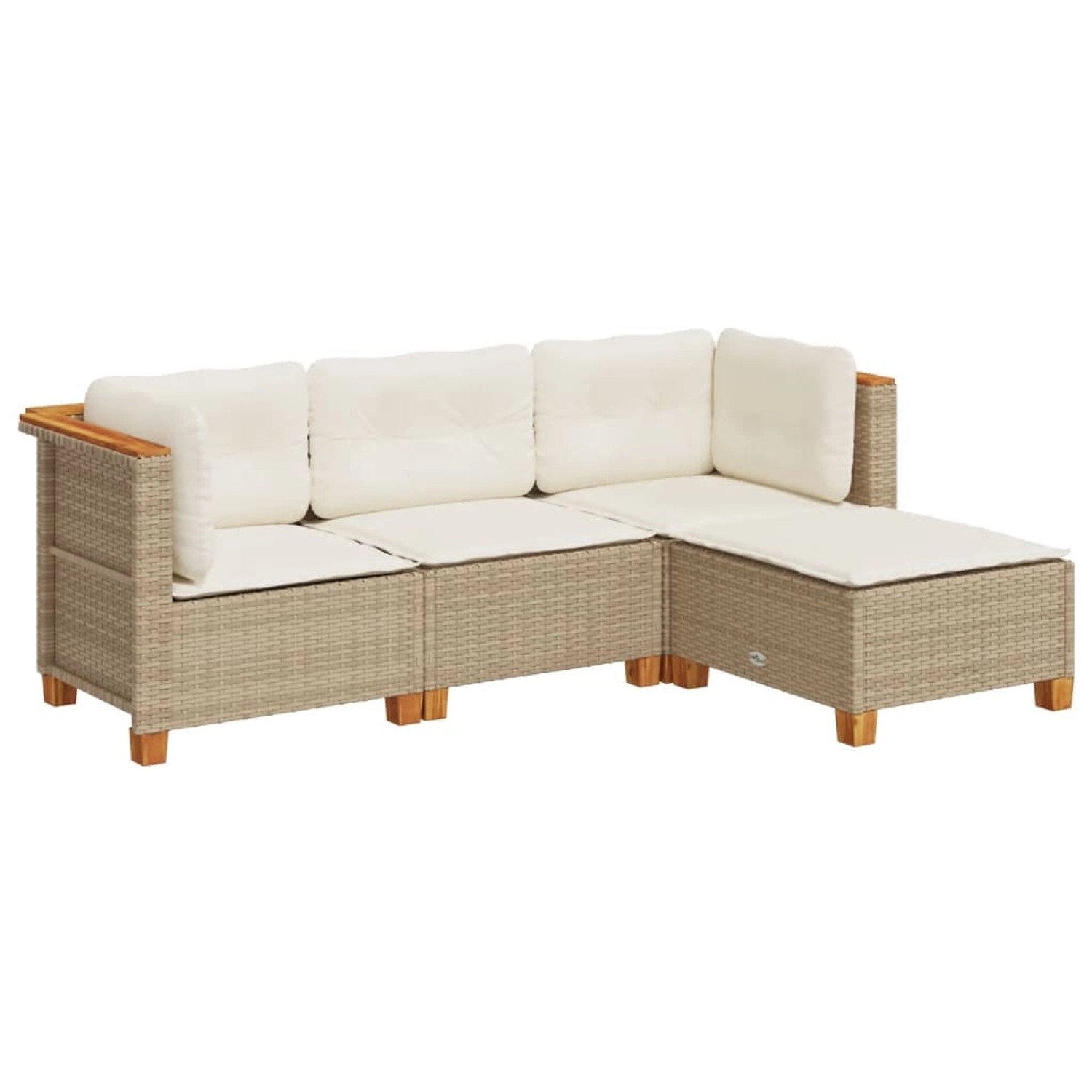 vidaXL 4-Tlg Garten-Sofagarnitur mit Kissen Beige Poly Rattan 3261781 günstig online kaufen