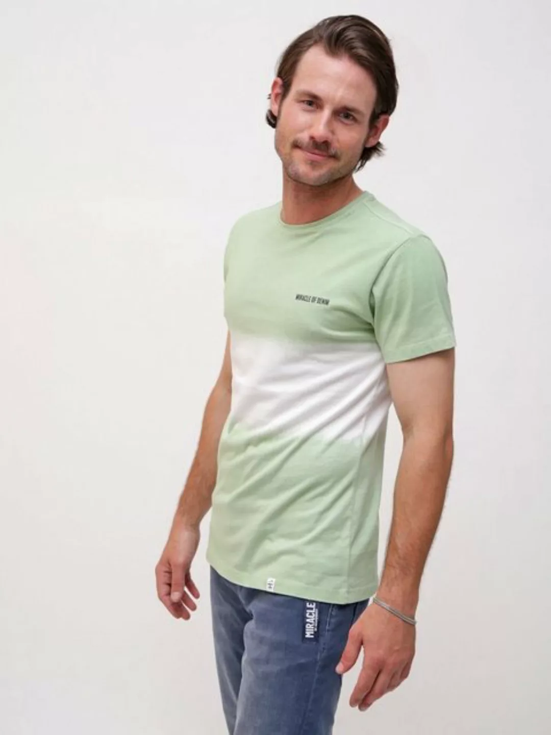 Miracle of Denim Kurzarmshirt Dip Dye mit ausgefallenem Streifenmuster günstig online kaufen