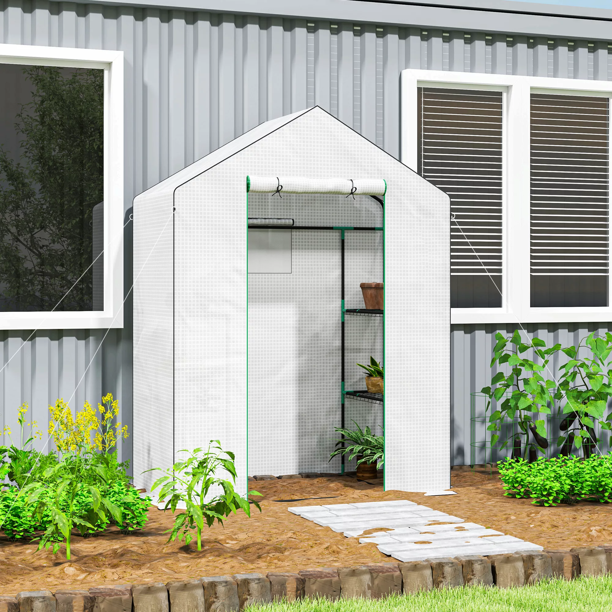 Outsunny Garten-Gewächshaus PE mit 3-stufigen Regalen, Balkon-Gewächshaus, günstig online kaufen