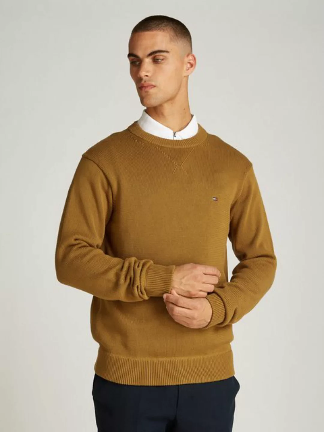 Tommy Hilfiger Strickpullover "CHUNKY COTTON C NECK", mit Logosrickerei günstig online kaufen