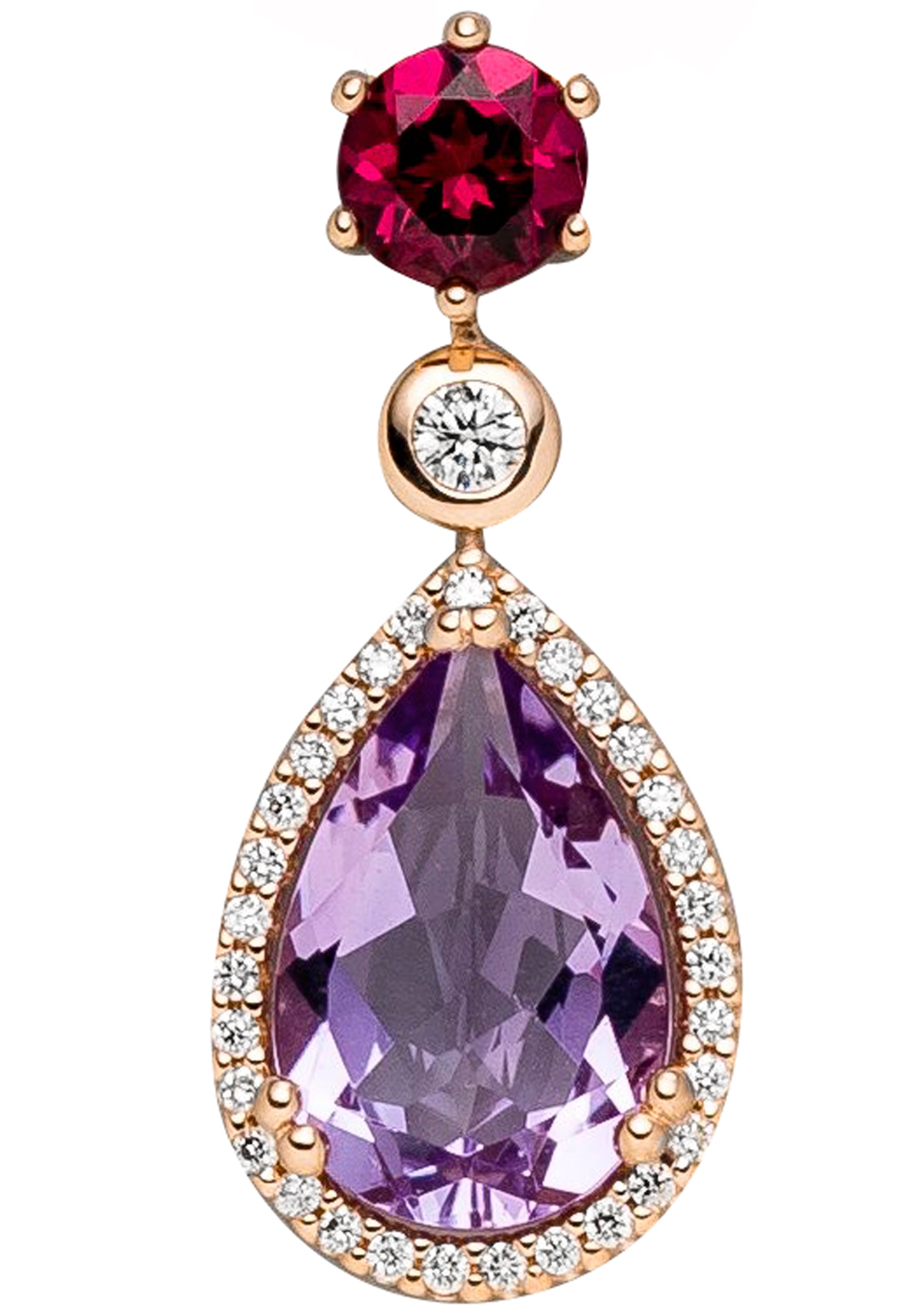 JOBO Kettenanhänger "Anhänger Tropfen", 585 Roségold mit Amethyst Rhodolith günstig online kaufen