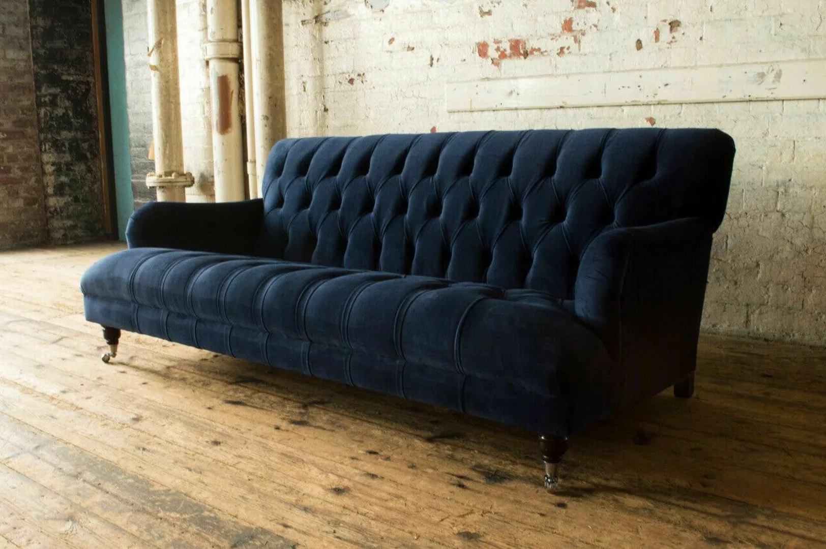 Xlmoebel Sofa Neues luxuriöses Chesterfield-Stoffsofa in Blau, 3-Sitzer mit günstig online kaufen