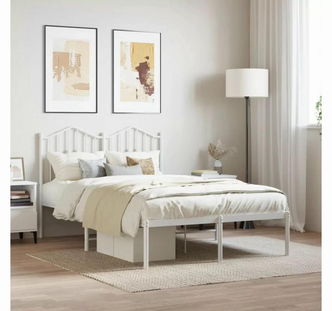 furnicato Bett Bettgestell mit Kopfteil Metall Weiß 120x200 cm günstig online kaufen