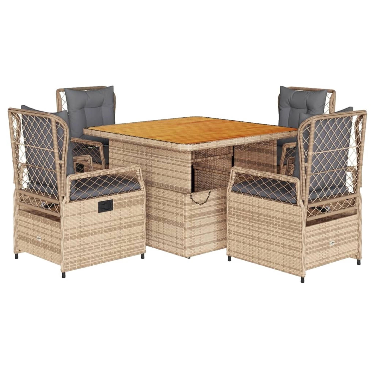 vidaXL 5-Tlg Garten-Essgruppe mit Kissen Beige Poly Rattan 3262918 günstig online kaufen
