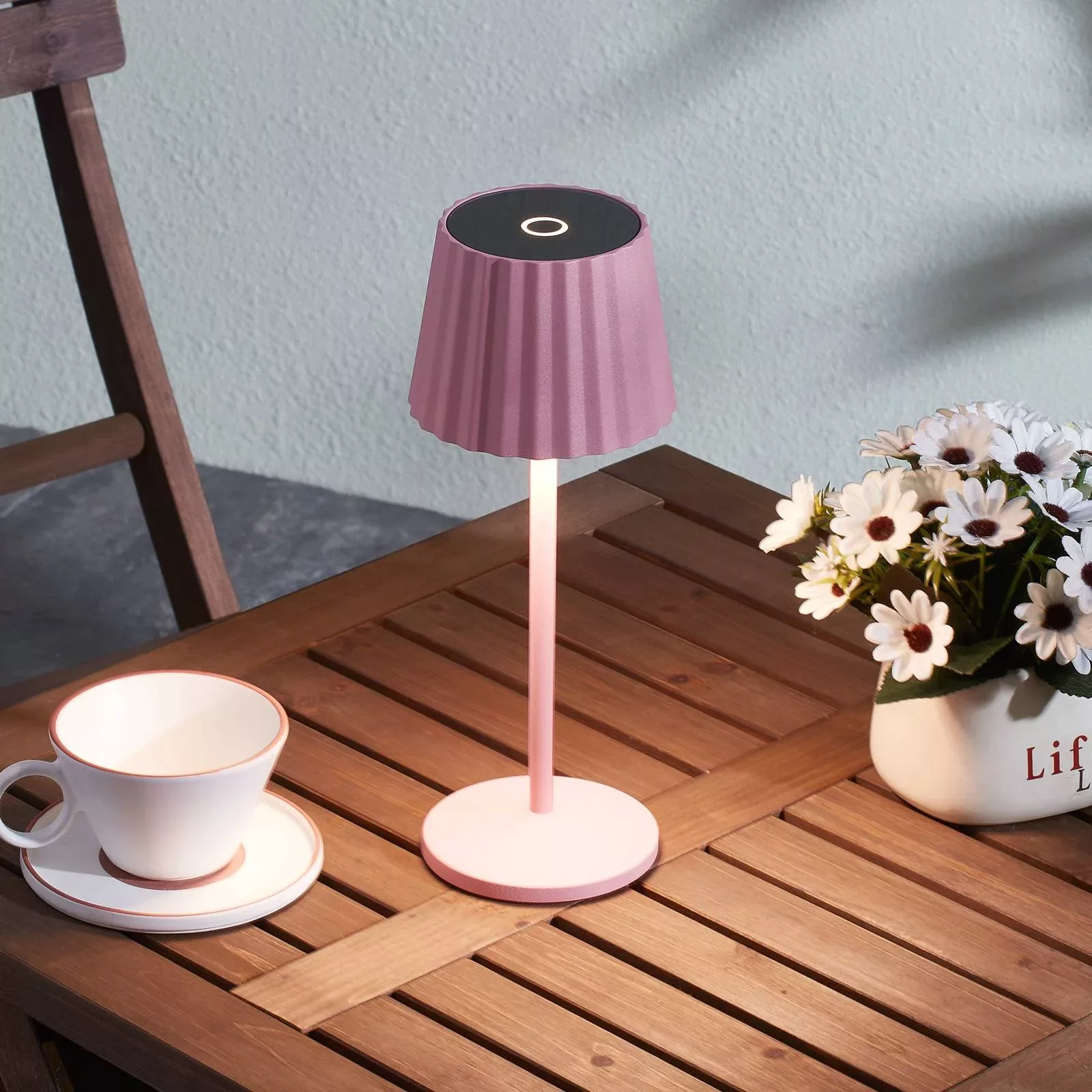 Lindby LED-Akku-Tischleuchte Esali, pink, Metall, IP54 günstig online kaufen