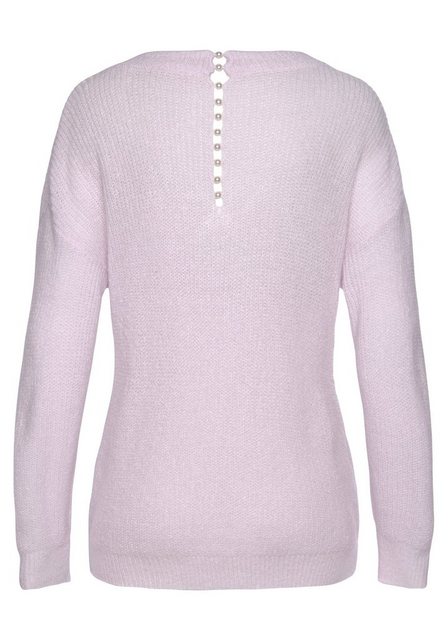 LASCANA V-Ausschnitt-Pullover mit Zierperlen im Rücken, eleganter Strickpul günstig online kaufen