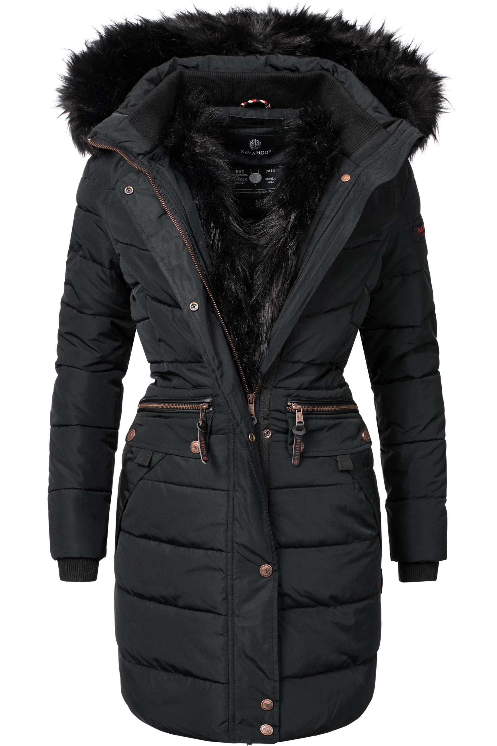 Navahoo Steppmantel "Paula", stylischer Winter Parka m. edlem Fellimitat günstig online kaufen