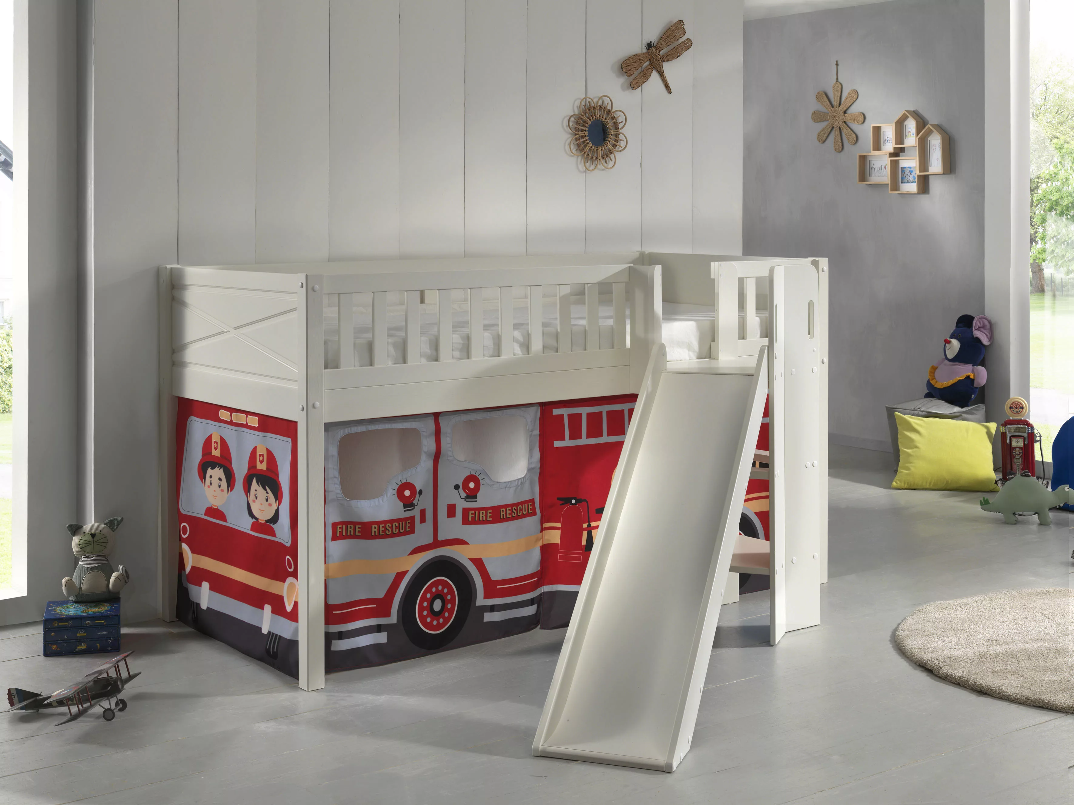Vipack Hochbett "Scott, Spielbett, Kiefer massiv weiß lackiert, mit Rolllat günstig online kaufen