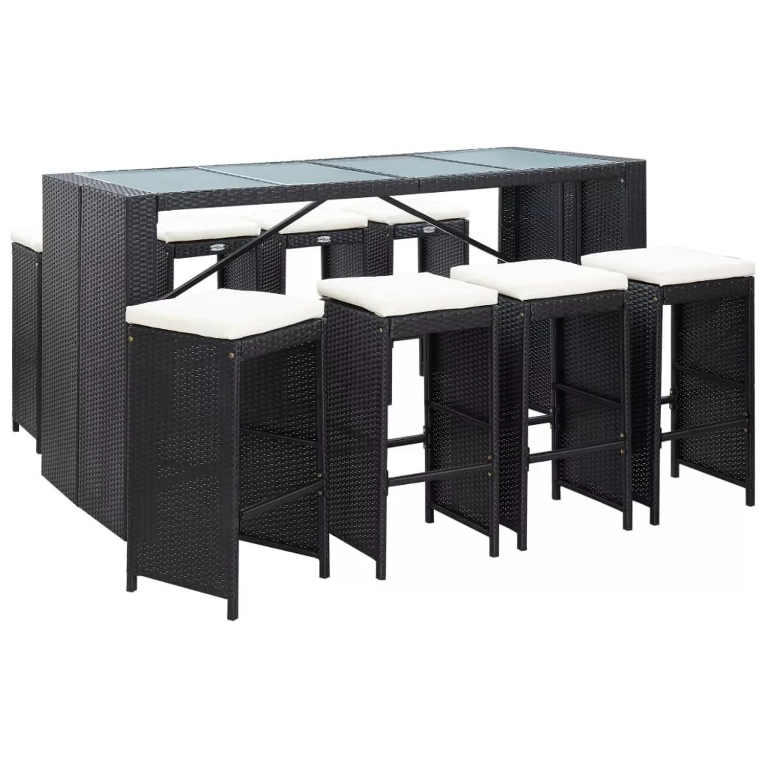 9-tlg. Gartenbar-set Poly Rattan Schwarz günstig online kaufen