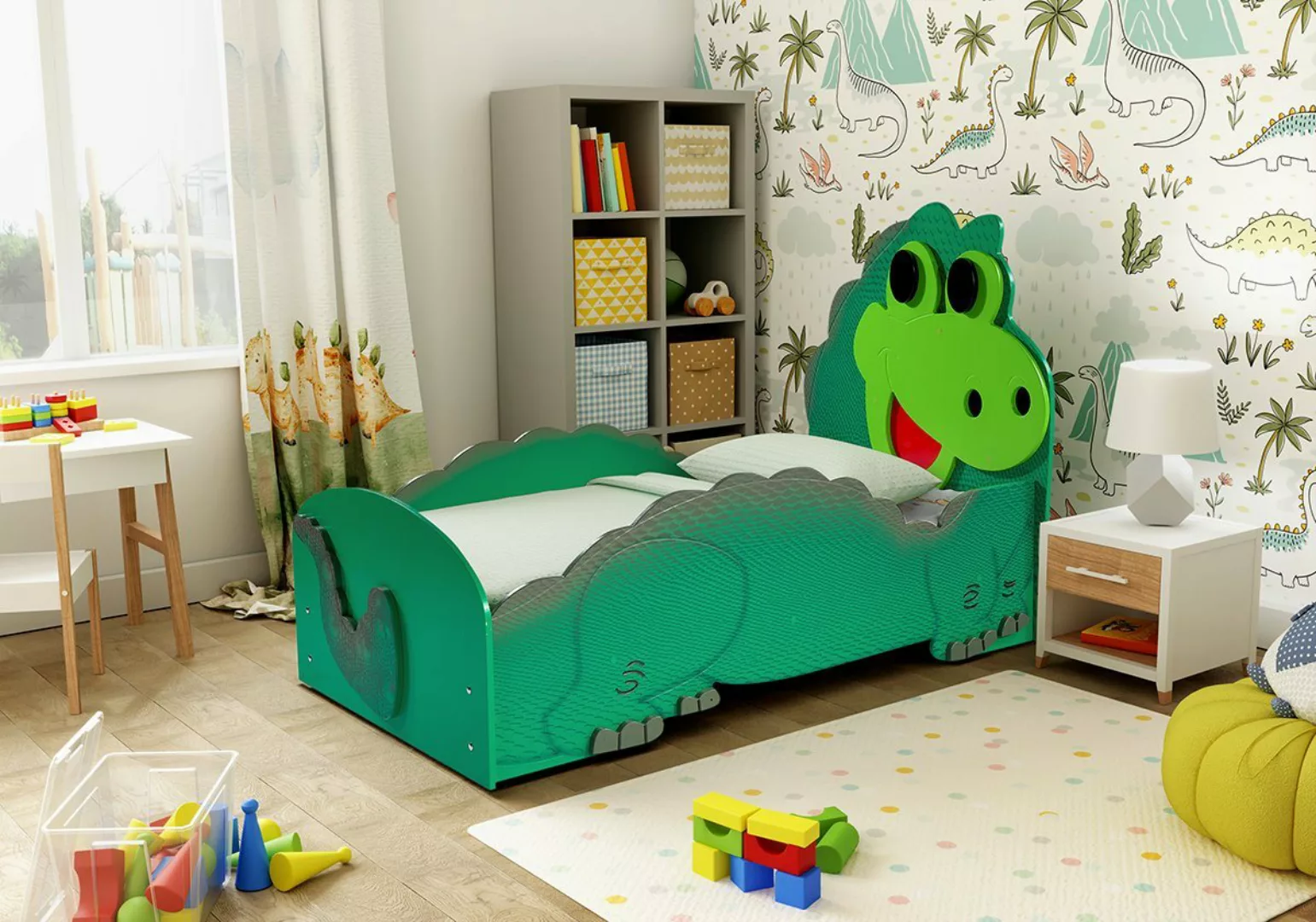 Faizee Möbel Kinderbett Kinderbett [Dino Small/Big] 165x87x112/205x97x120 günstig online kaufen