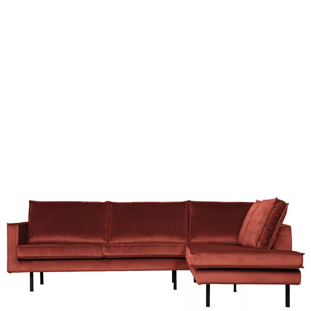 Sofa Rundecke in Kastanienfarben Samt Retrostil günstig online kaufen