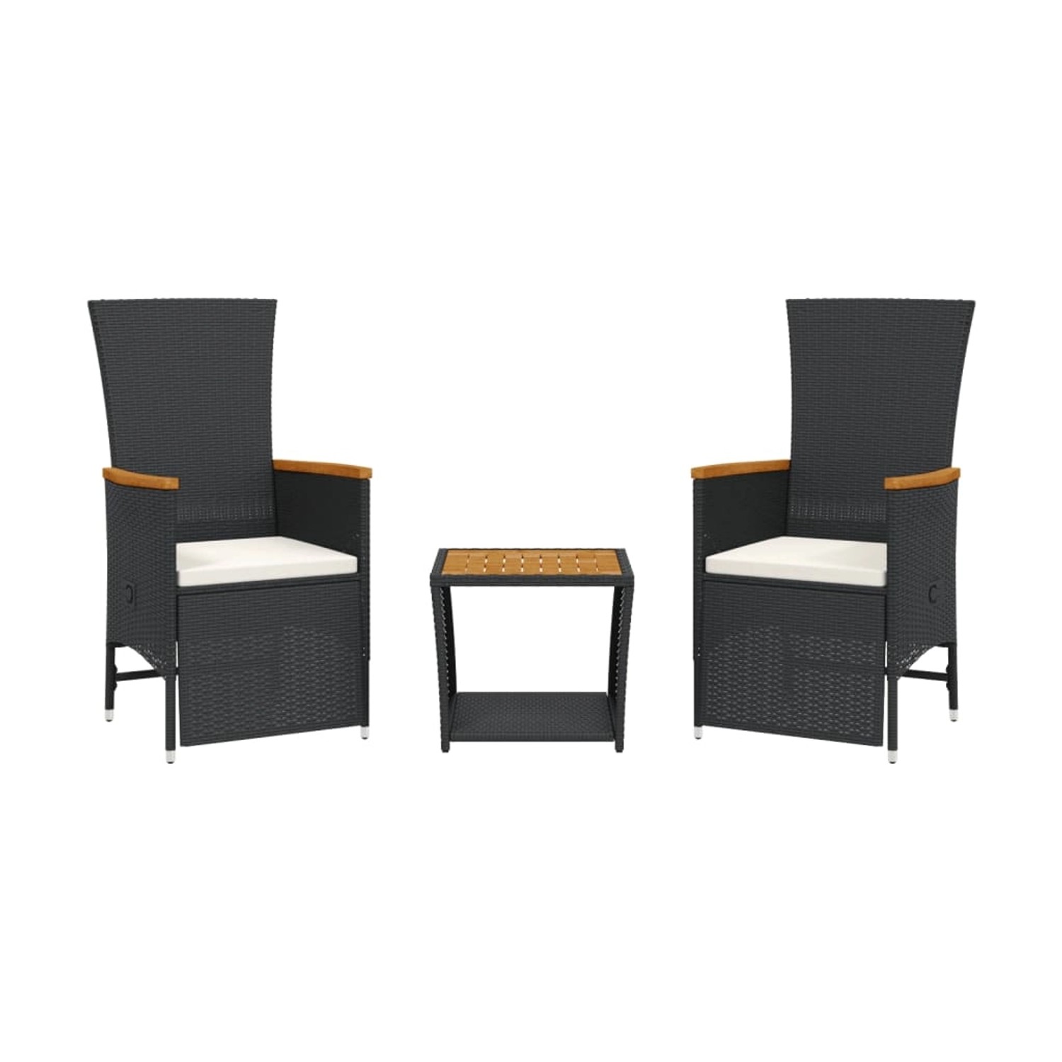 vidaXL 3-Tlg Garten-Essgruppe mit Kissen Schwarz Poly Rattan 3277541 günstig online kaufen