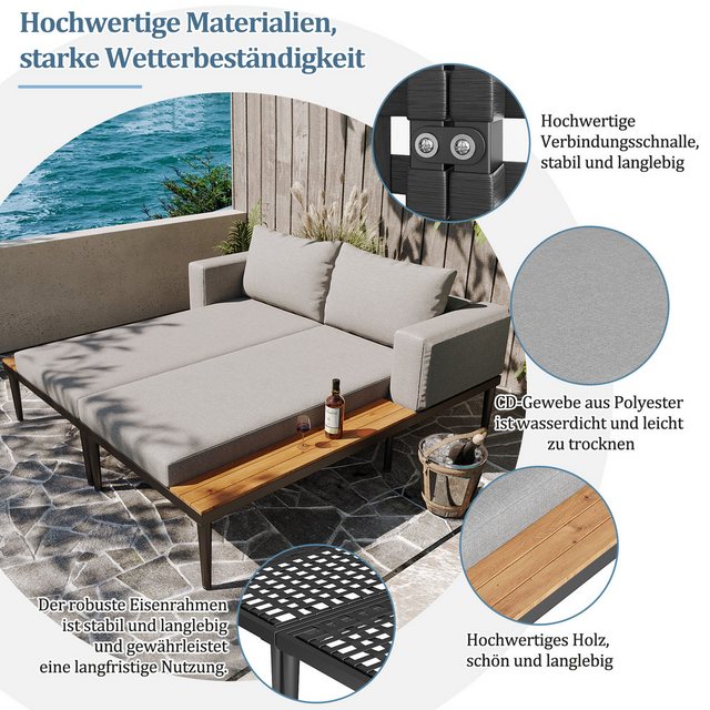 Merax Loungebett, Gartenmöbel Liegestuhl Schlafsofa Loungesessel, 150x140x5 günstig online kaufen